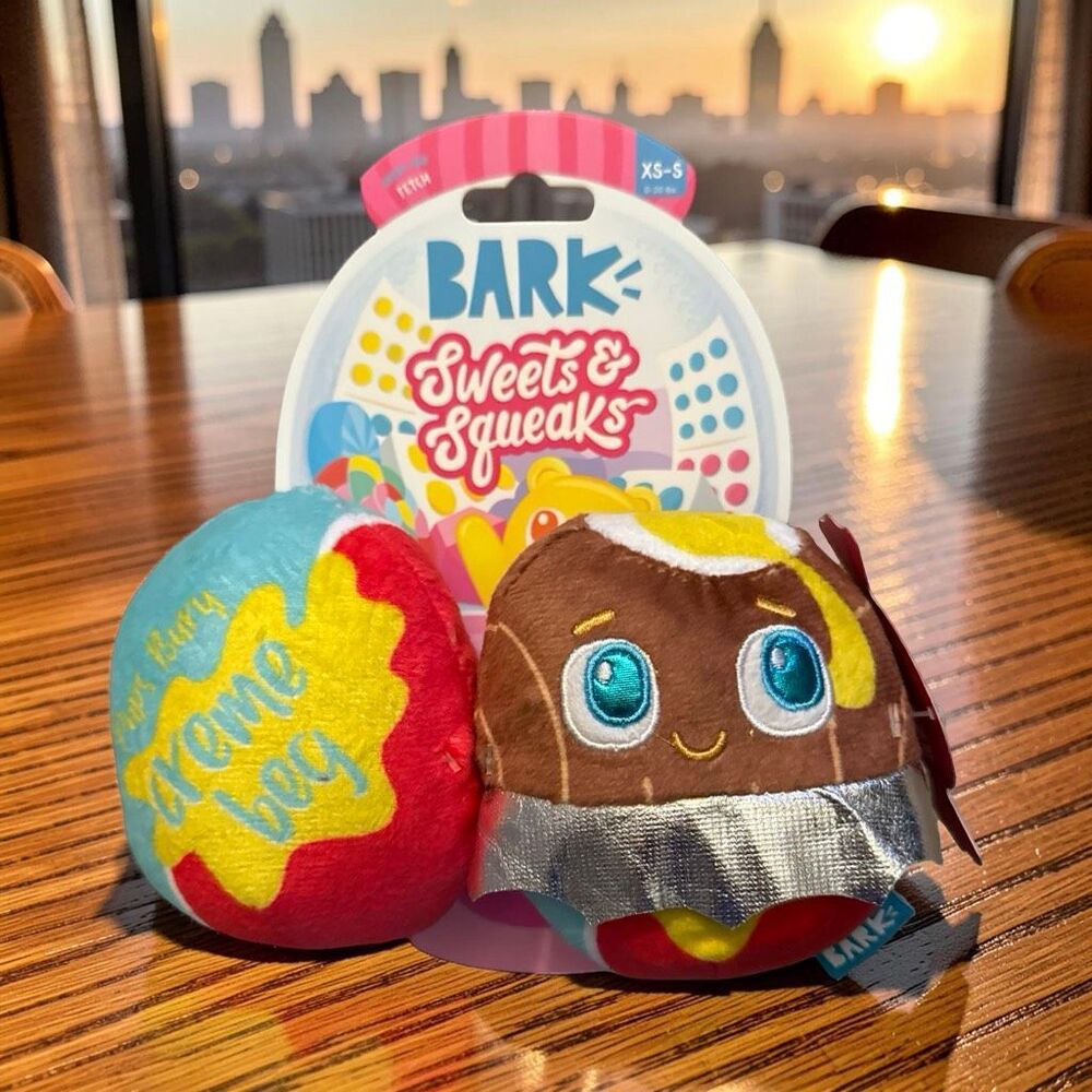 NWT EASTER Bark Box Cadfurry Eggs Plush Fetch Dog Toy Size Small